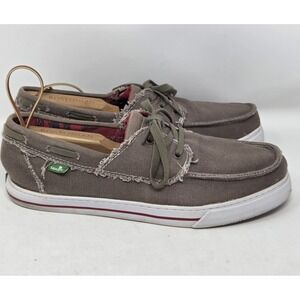 Sanuk Tan Lace Up Boat Canvas Shoes  Men's Size 8 Slip On Shoes Loafers
